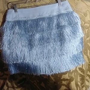 Gianni Bini Tiered Fringe Mini Skirt